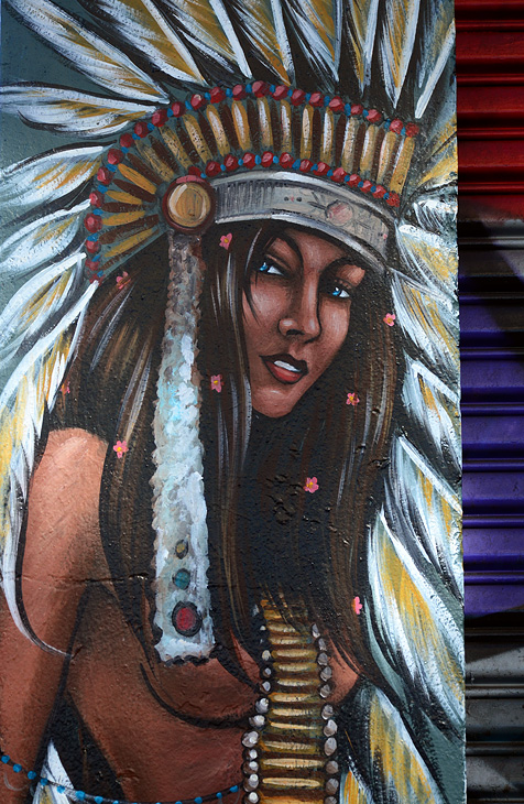 Feather Head Lady mural by Amanda Lynn