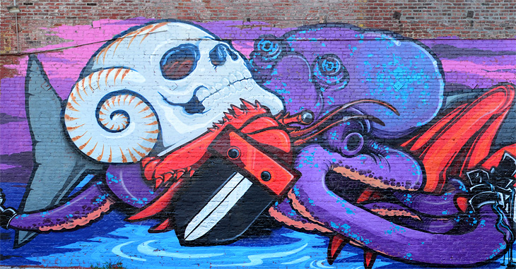 Sink & Swim mural by Pemex