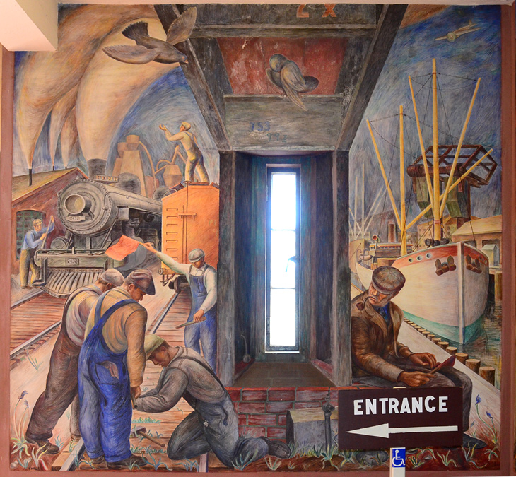 Railroad and Shipping mural by William Hesthal