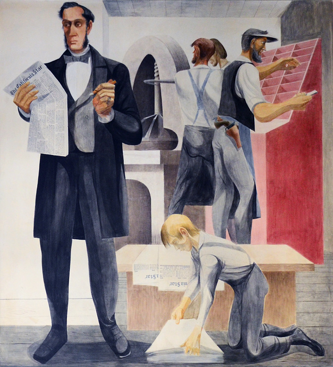 An Early Newspaper Office mural by Anton Refregier