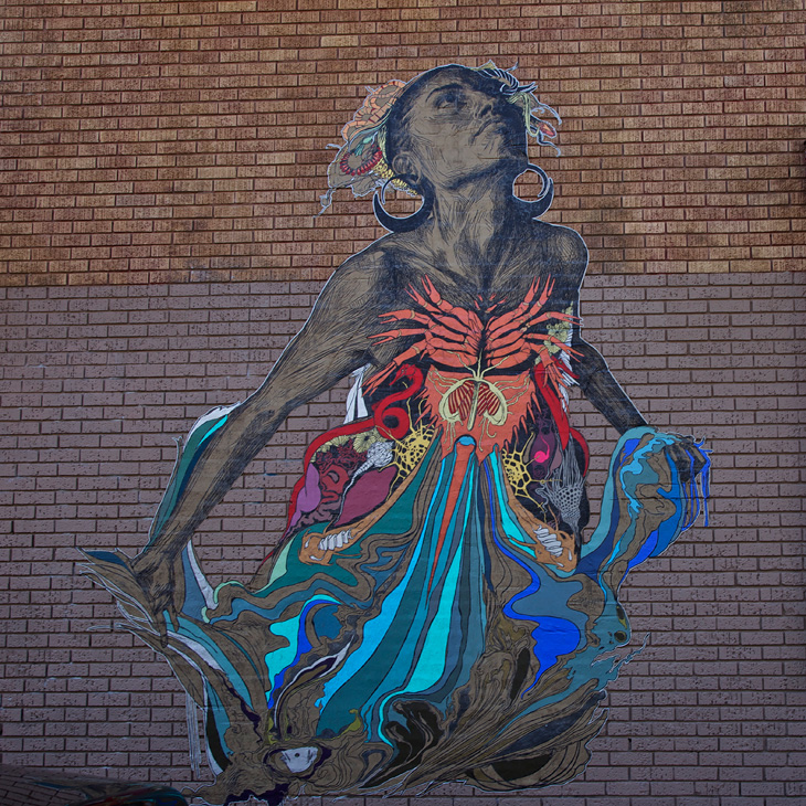 Gazing Seaward mural by Swoon