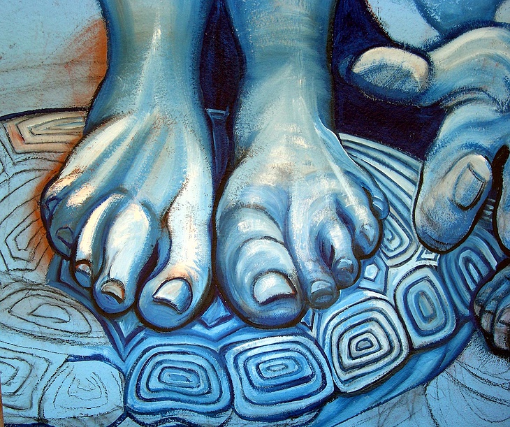 La Llorona's Sacred Waters mural by Juana Alicia