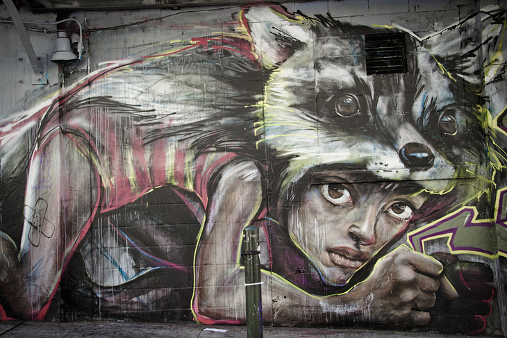 Racoon Kids mural by Herakut