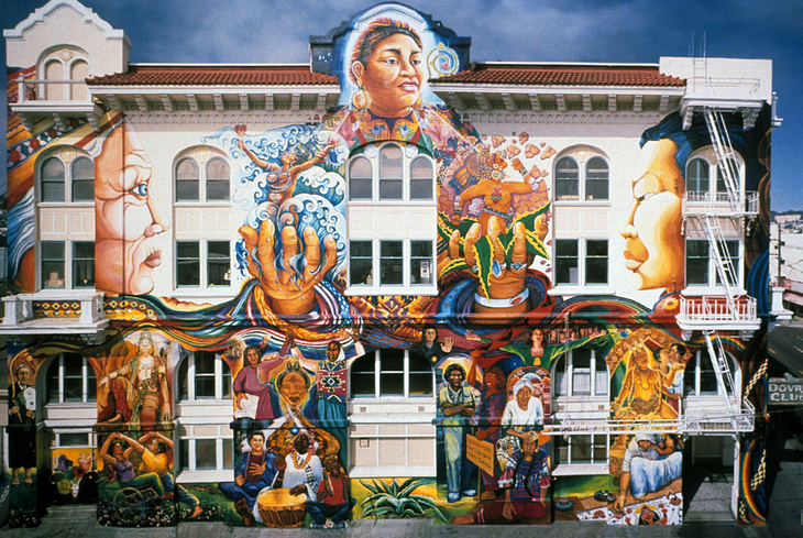 MaestraPeace mural by Yvonne Littleton, Meera Desai, Irene Perez, Susan Kelk Cervantes, Juana Alicia, Miranda Bergman, Edythe Boone