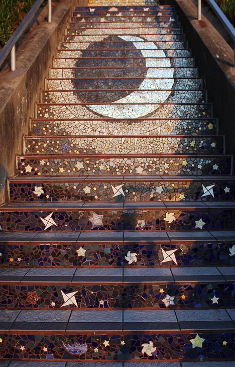 Moraga Steps Mosaic mural by Aileen Barr, Colette Crutcher