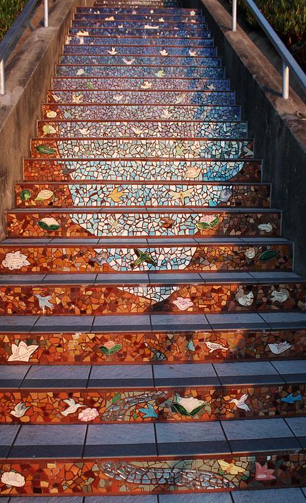 Moraga Steps Mosaic mural by Aileen Barr, Colette Crutcher