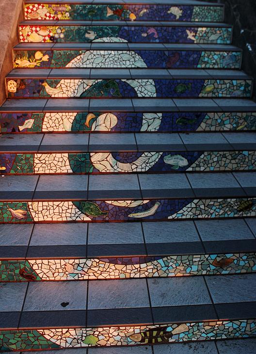 Moraga Steps Mosaic mural by Aileen Barr, Colette Crutcher