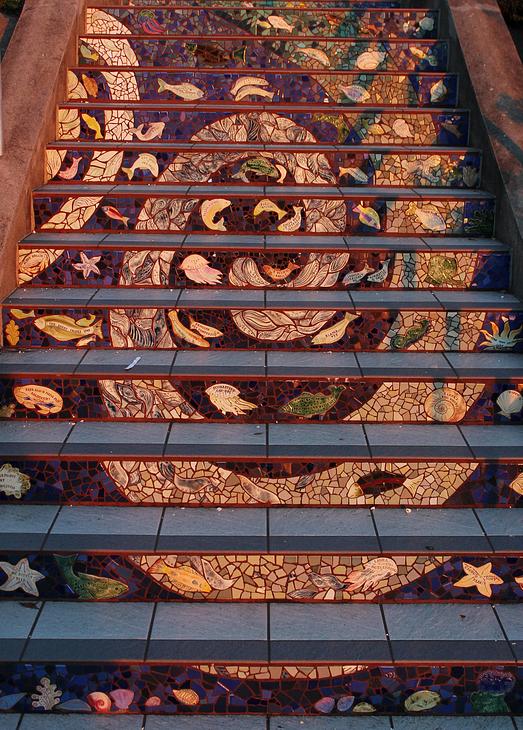 Moraga Steps Mosaic mural by Aileen Barr, Colette Crutcher