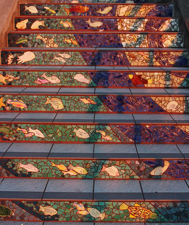 Moraga Steps Mosaic mural by Aileen Barr, Colette Crutcher