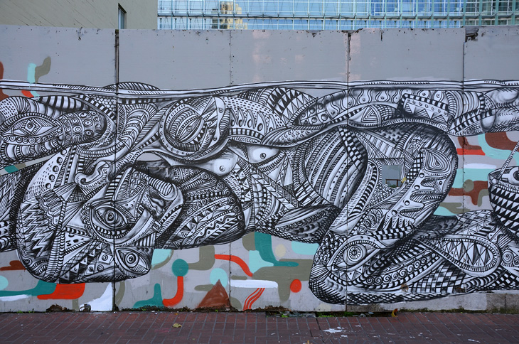 Rush Hour mural by Zio Ziegler, Feral Child, Cannon Dill