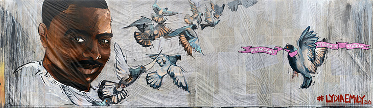In memory of Oscar Grant mural by Lydia Emily
