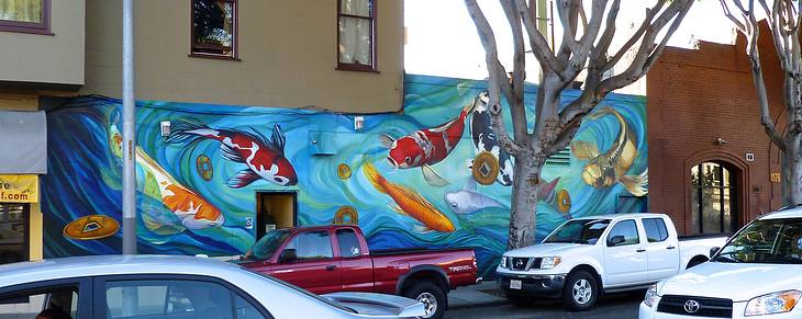 Koi, La Mission mural by Marina Perez-Wong, Elaine Chu