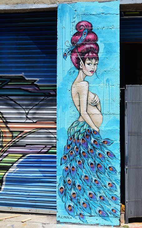 Peacock Lady mural by Amanda Lynn