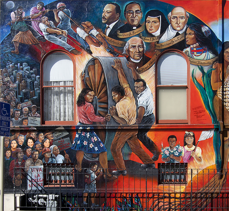 500 Years of Resistance mural by Isaias Mata