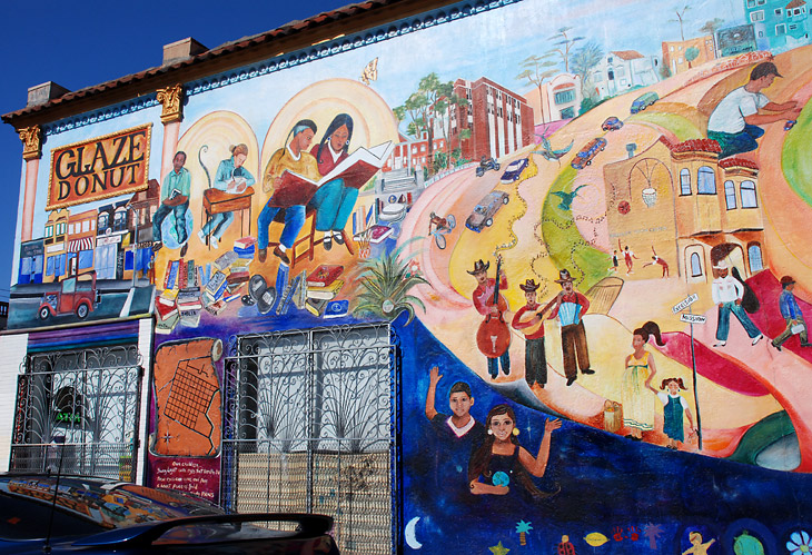 Waiting for the 52 Excelsior mural by Marta Ayala