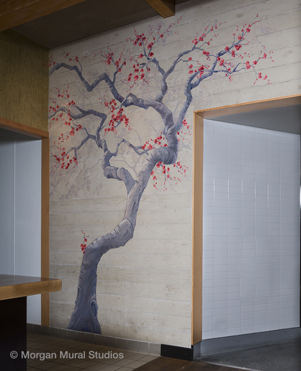 Cherry Blossoms at Pabu Restaurant mural by Morgan Bricca