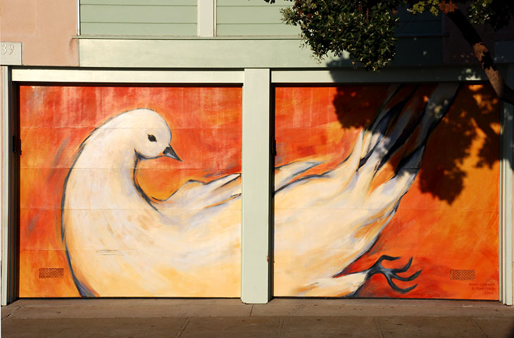 Mission Dove mural by Mona Caron, Minna Eloranta