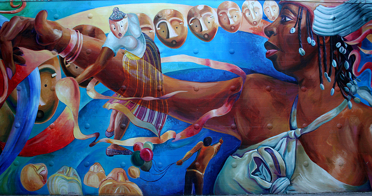 Carnaval mural by Emmanuel Montoya, Joshua Sarantitis, Carlos Loarca