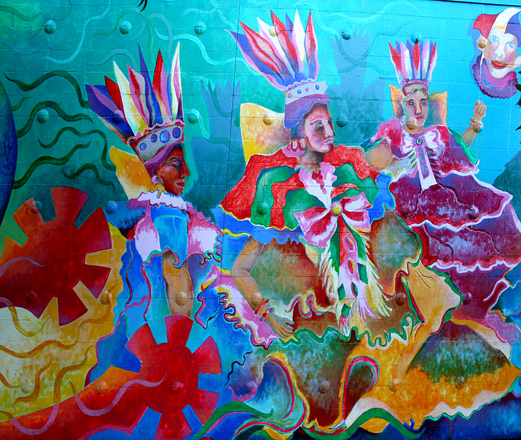 Carnaval mural by Emmanuel Montoya, Joshua Sarantitis, Carlos Loarca