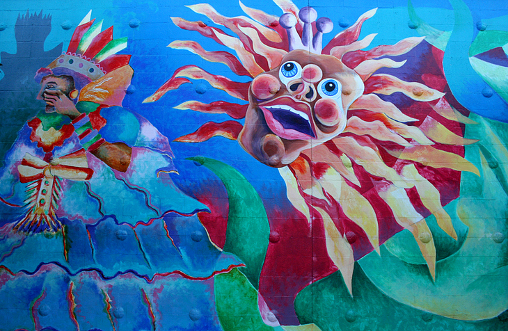 Carnaval mural by Emmanuel Montoya, Joshua Sarantitis, Carlos Loarca