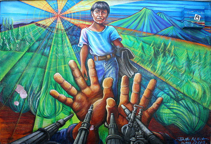Cease Fire/Alto Al Fuego mural by Juana Alicia