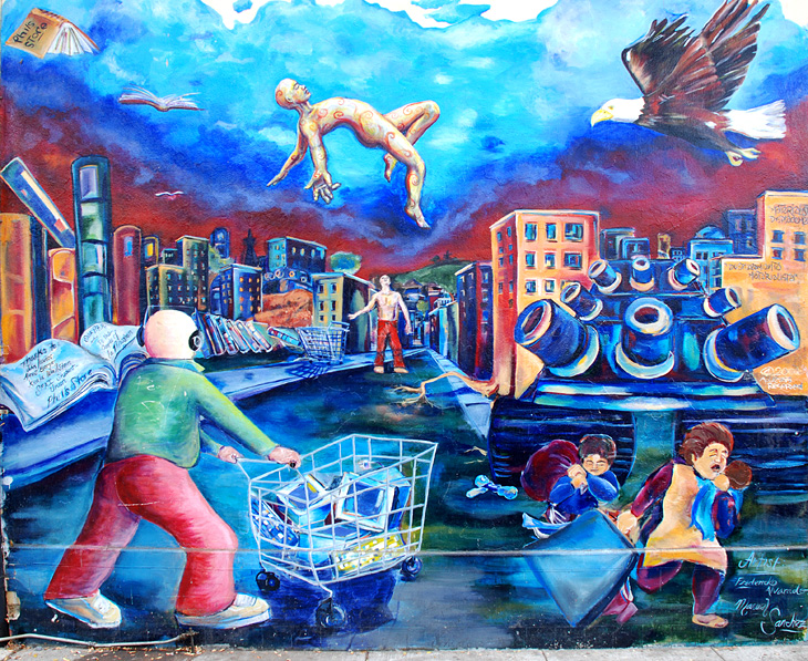 Materialistic Displacement mural by Manuel Sanchez, Fredericko Alvarado