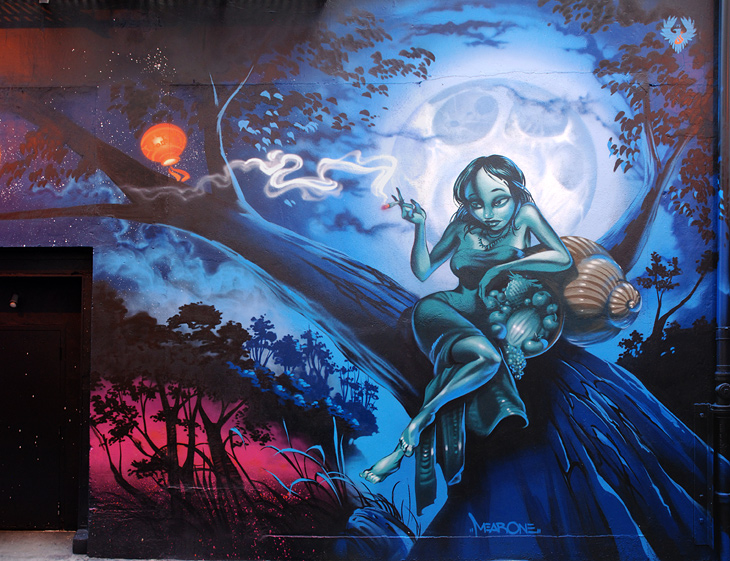 Moon Maiden mural by Mear One