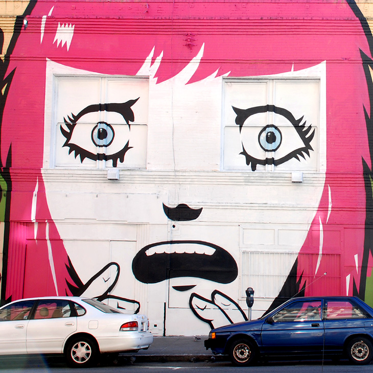 Fear Head mural by Robert Gonzales, Roman Cesario, Mitsu Overstreet