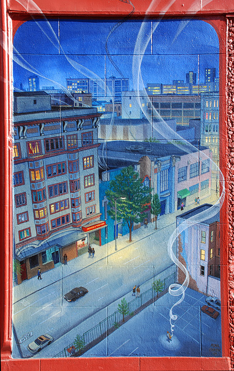 Windows Into The Tenderloin mural by Mona Caron