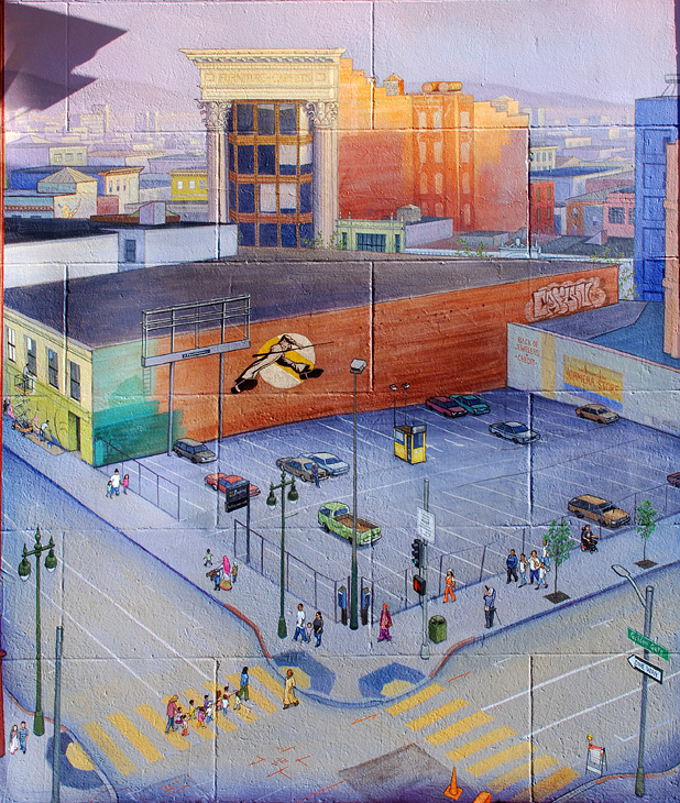 Windows Into The Tenderloin mural by Mona Caron