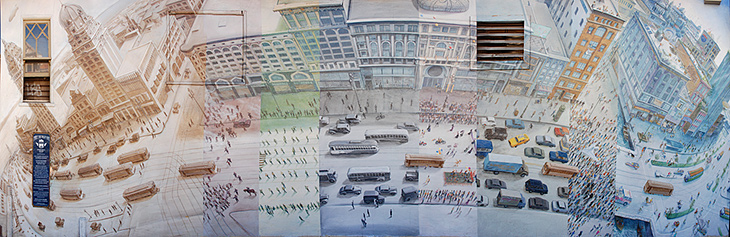 The Market Street Railway mural by Mona Caron