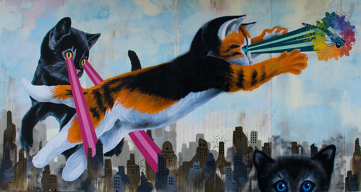 Kittenzilla mural by Ezra Li Eismont, Bunnie Reiss, Garrison Buxton
