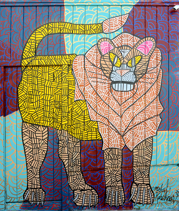 Lion mural by Michael Kershnar