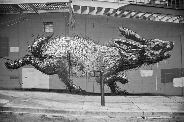 Rabbit mural by ROA