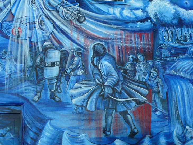 La Llorona's Sacred Waters mural by Juana Alicia