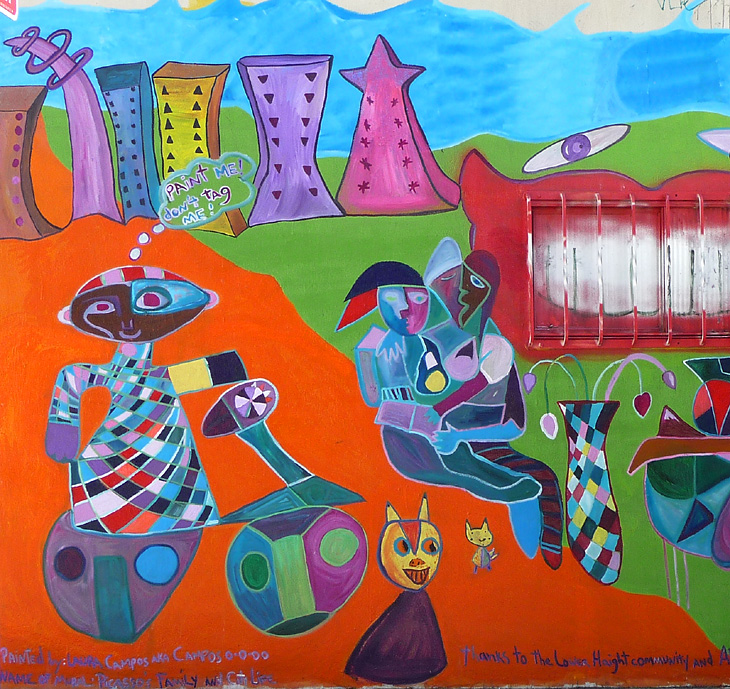 Picasso's Family and the City Life mural by Laura Campos